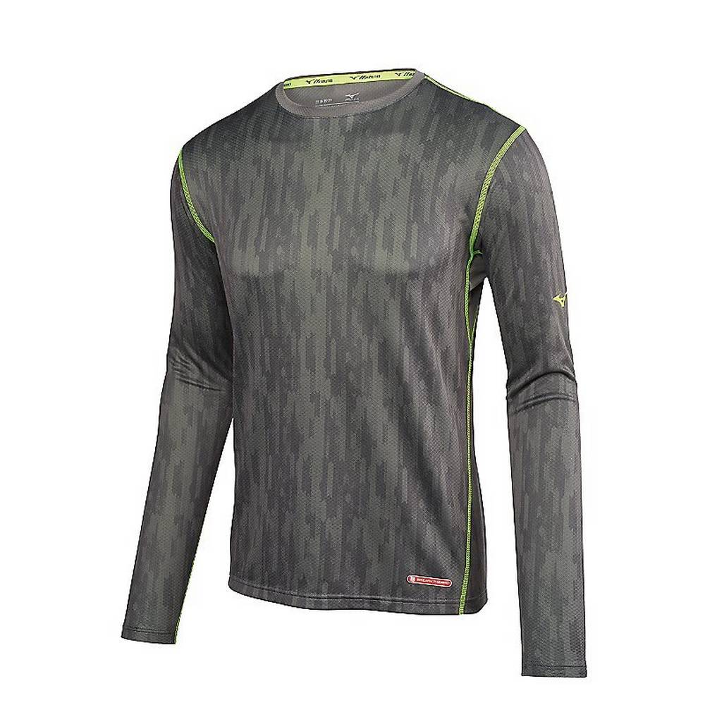 Base Layer Mizuno Running Breath Thermo - Homem - Cinzentas/Amarelas - EJBVU7426